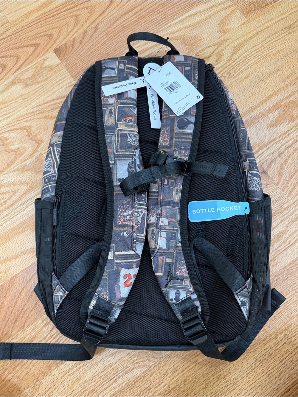 Jordan Collage Print Backpack - Black/Gray/Orange Accents - Picture 5 of 7